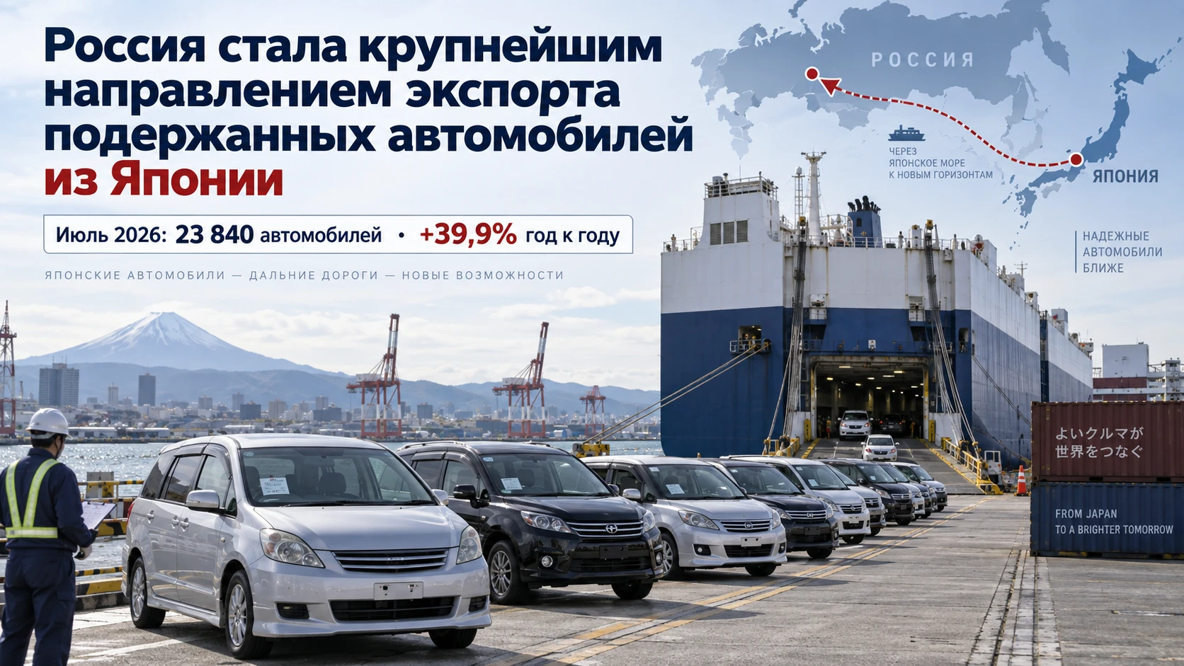 Россия крупнейший экспортёр автомобилей из аукционов Японии